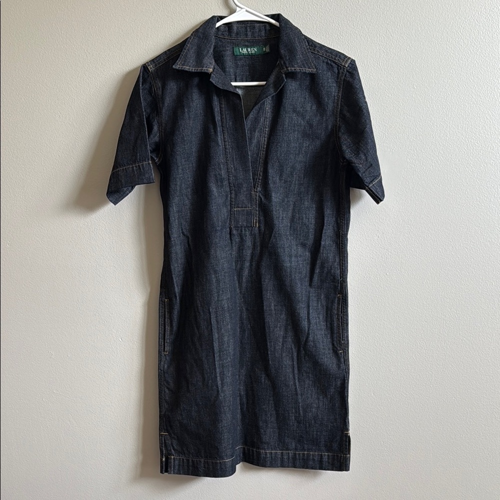 Lauren Ralph Lauren Dark Denim Short Sleeve Dress, Sz XS